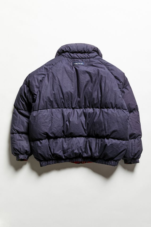 Vintage Nautica Plaid-Lined Puffer Bomber Jacket #2