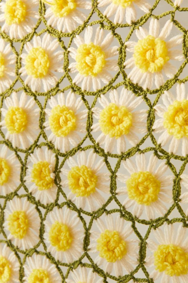 Urban Renewal One-Of-A-Kind Crochet Daisy Throw Blanket #1