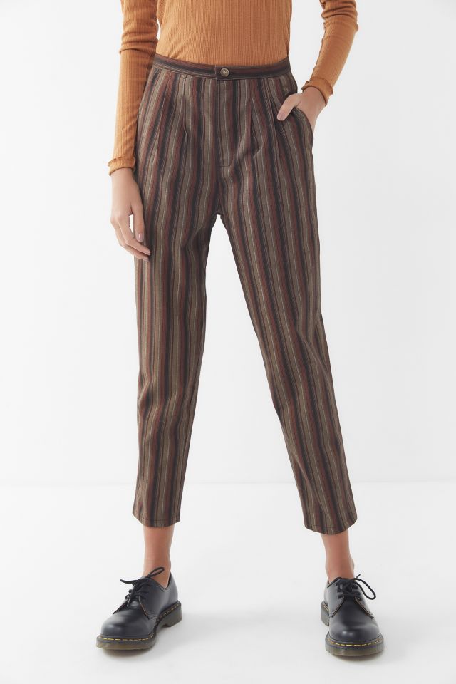 Urban Outfitters Uo Martha Pinstripe Pleated High-waisted Trouser Pant in  Black