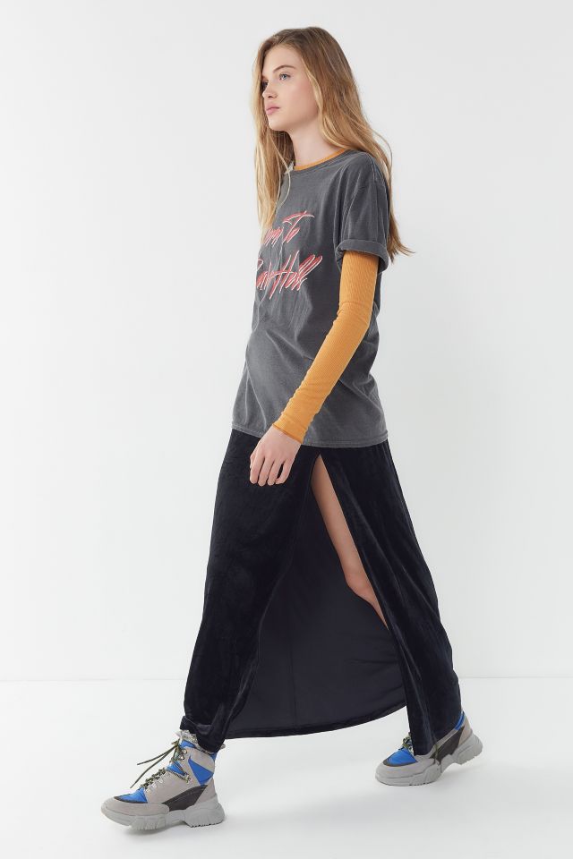 Vintage Velvet Slit Midi Skirt #1