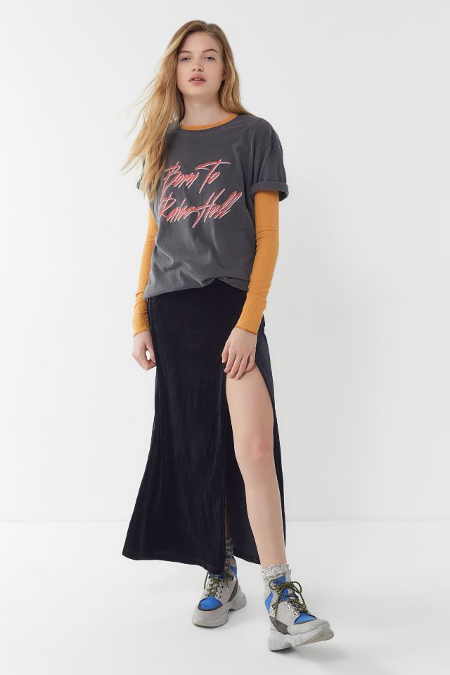 Vintage Velvet Slit Midi Skirt #2