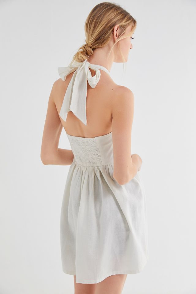 UO Marnie Linen Halter Mini Dress #1