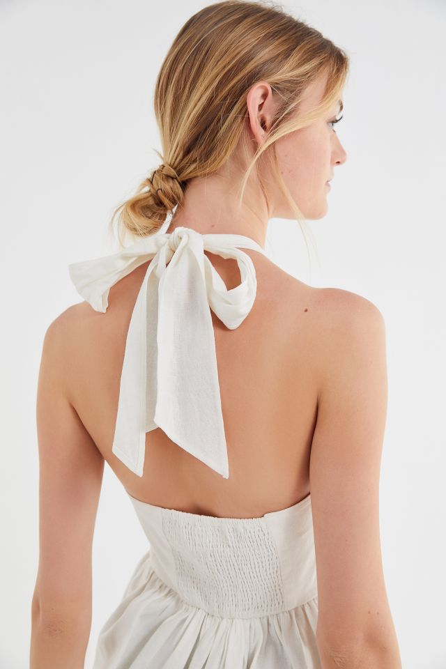 UO Marnie Linen Halter Mini Dress #3