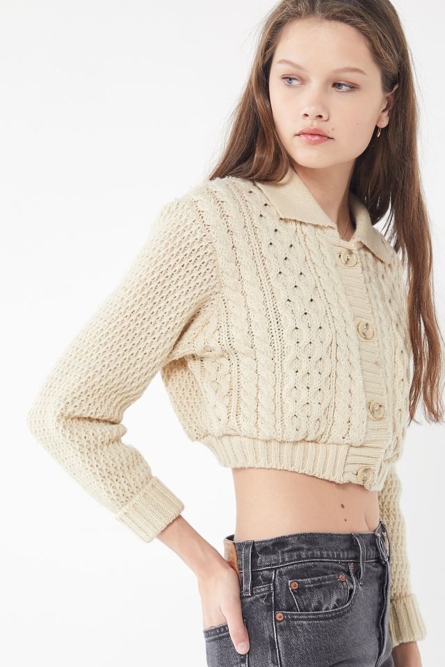 Urban Renewal Recycled Cropped Fisherman Cardigan