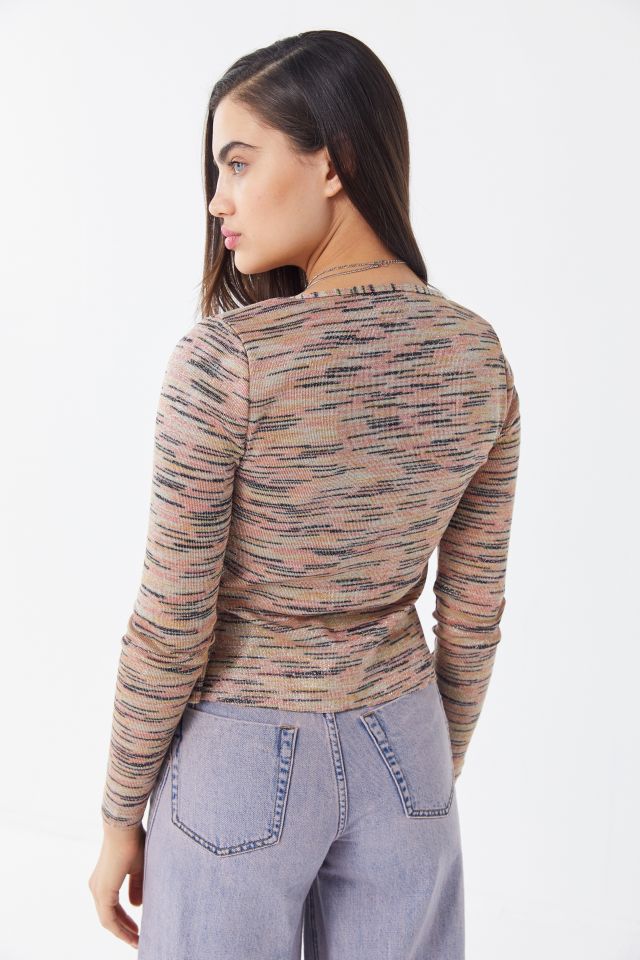 Out From Under Misty Space-Dyed Tie-Front Cardigan #1