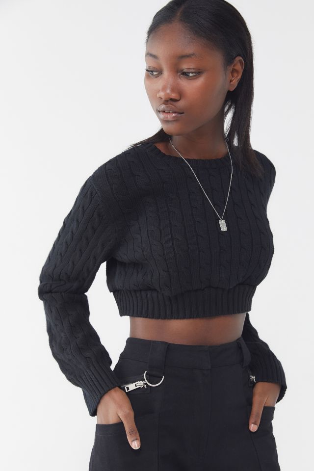 Crop black outlet knit