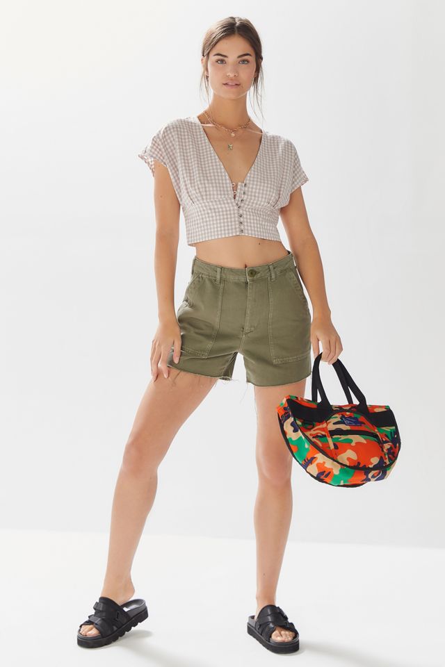 UO Anderson Gingham Button-Front Cropped Top #2