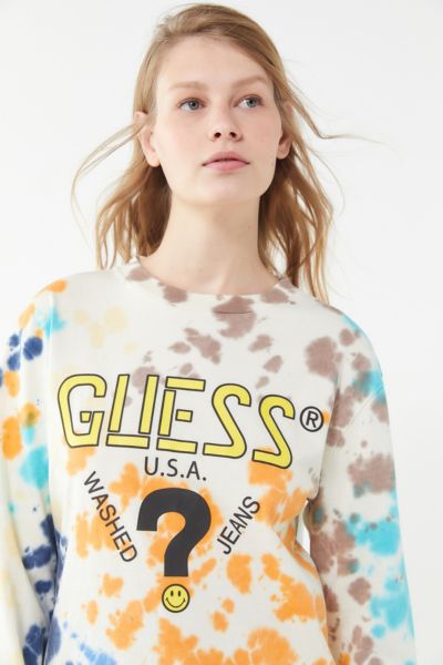 GUESS X Chinatown Market X Smiley UO Exclusive Tie Dye Long Sleeve Tee Urban Outfitters Canada