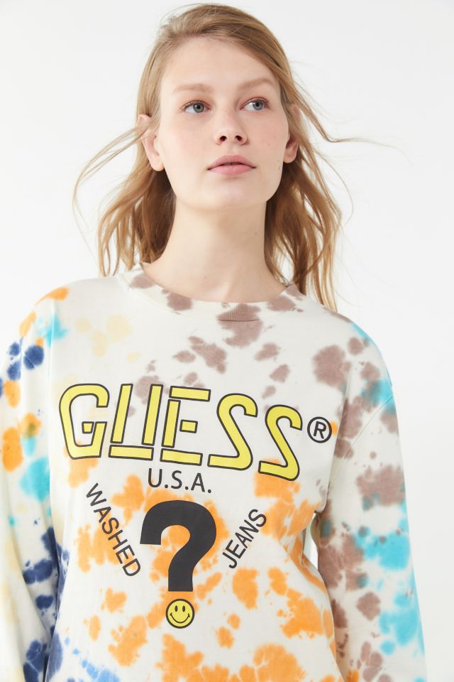 GUESS X Chinatown Market X Smiley UO Exclusive Tie Dye Long Sleeve Tee