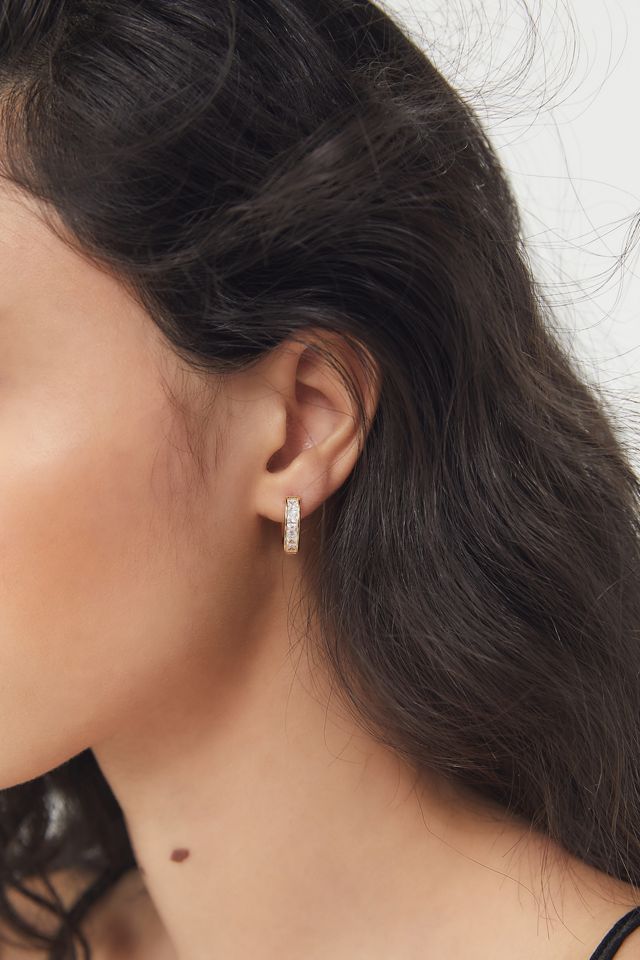 Yunis K Small CZ Huggie Hoop Earring #1