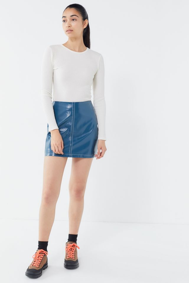 UO Luna Patent Contrast Stitch Mini Skirt #1