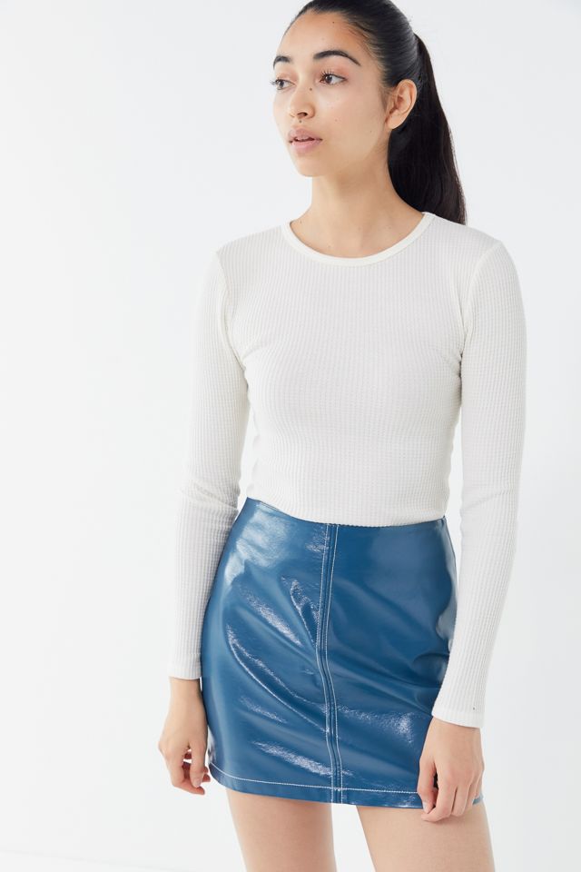 UO Luna Patent Contrast Stitch Mini Skirt #3
