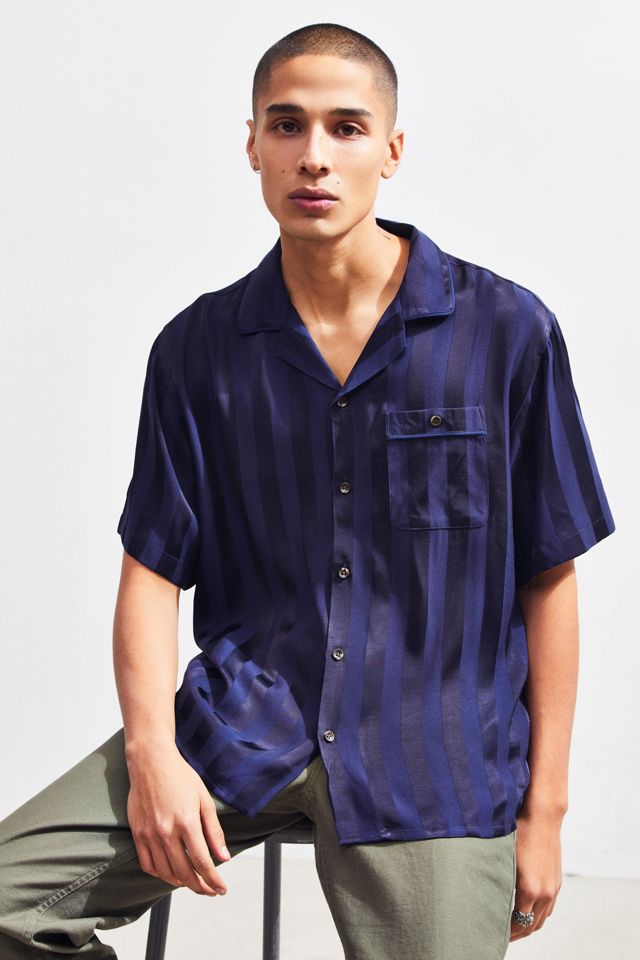Loom Tonal Stripe Short Sleeve Button-Down Pajama Shirt | Urban Outfitters