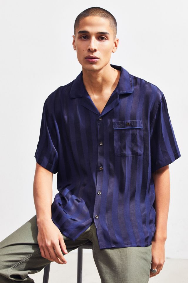 Loom Tonal Stripe Short Sleeve Button-Down Pajama Shirt