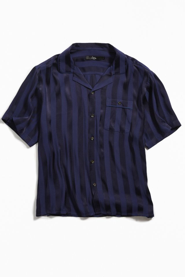 Loom Tonal Stripe Short Sleeve Button-Down Pajama Shirt #1