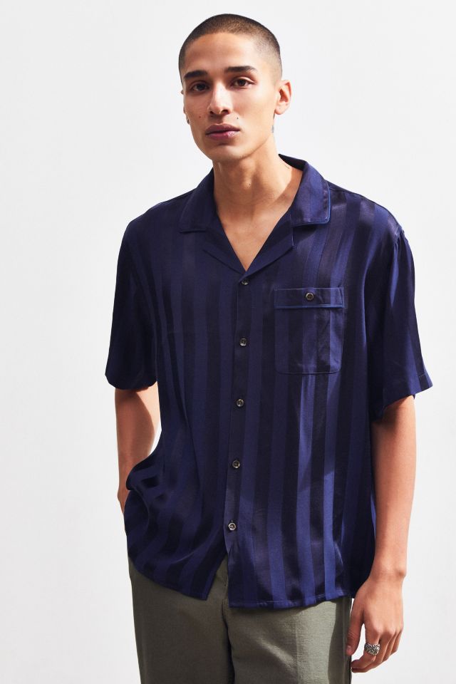 Loom Tonal Stripe Short Sleeve Button-Down Pajama Shirt #2