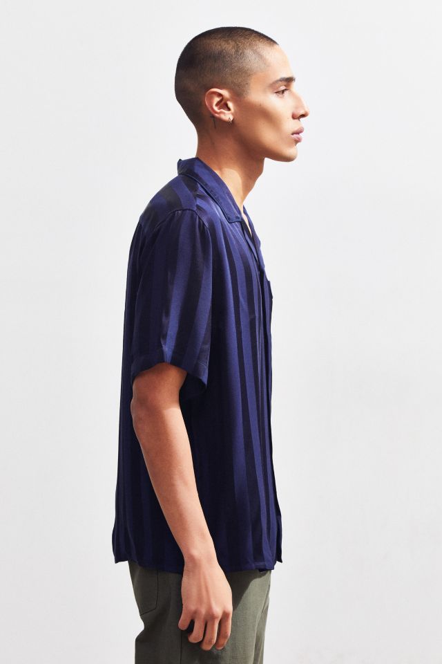 Loom Tonal Stripe Short Sleeve Button-Down Pajama Shirt #3