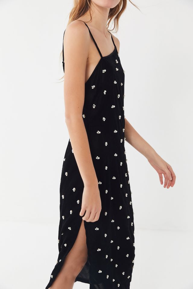 UO Pearl-Beaded Velvet Midi Dress #1
