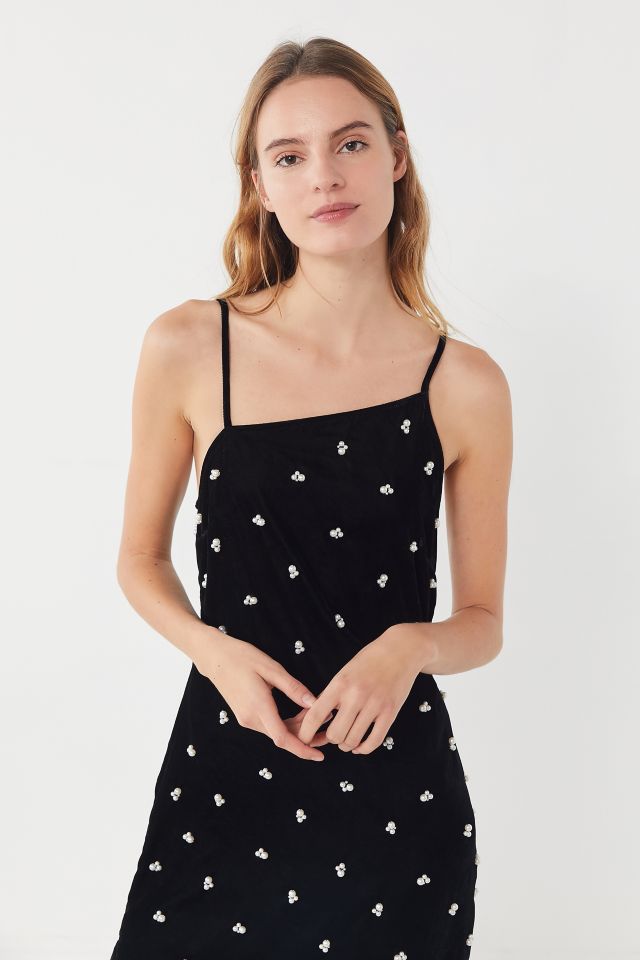 UO Pearl-Beaded Velvet Midi Dress #3