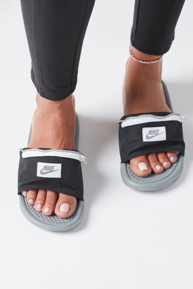 Nike benassi slides with fanny pack on sale