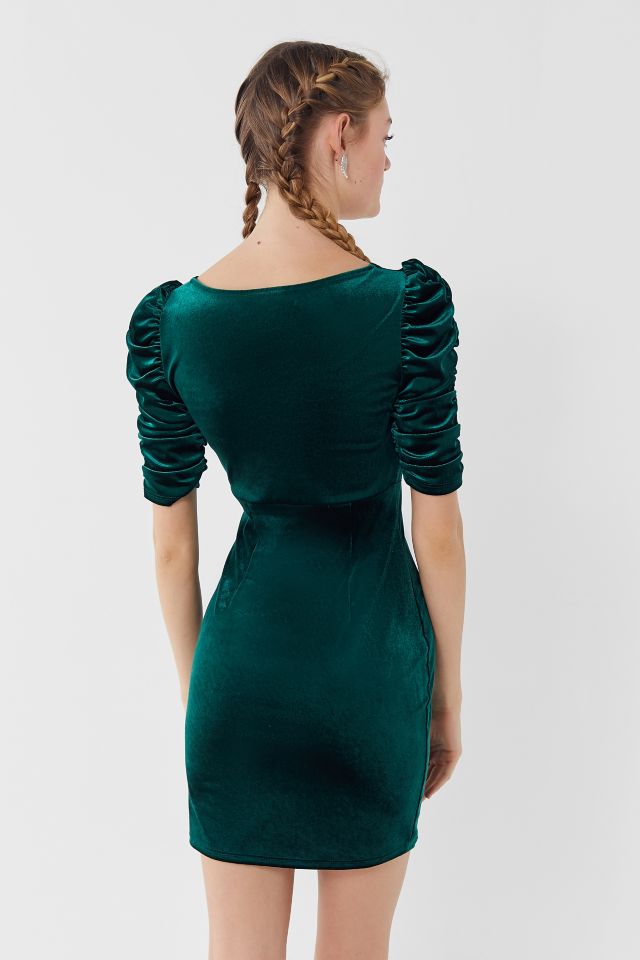 UO Velvet Ruched Short Sleeve Mini Dress #2
