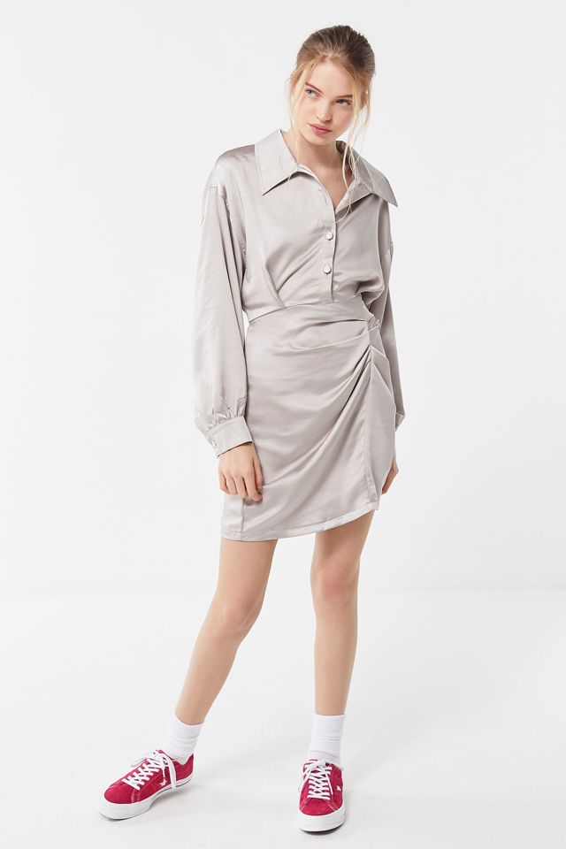 knee length dresses for ladies CLEARANCE- Upper West Side Satin Shirt Dress- Mellow Mauve - main image 0