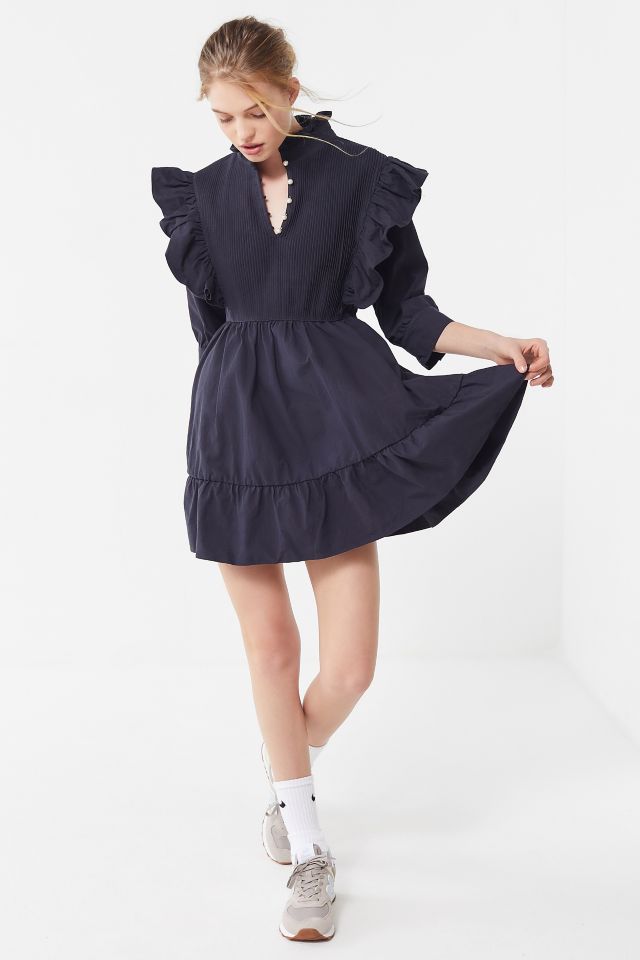 Ghospell Pintucked Ruffle Mini Dress | Urban Outfitters