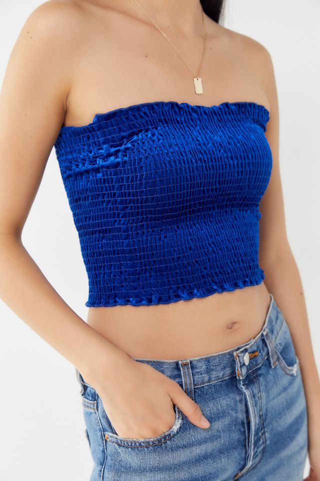 UO Val Velour Smocked Cropped Tube Top #1