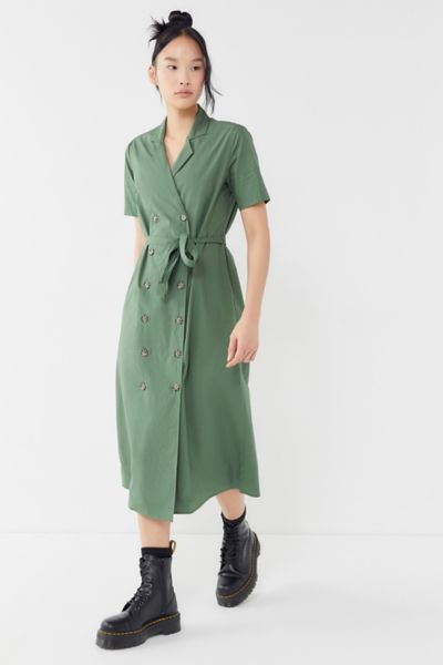 UO Holly Double-Breasted Midi Shirt Dress | Urban Outfitters