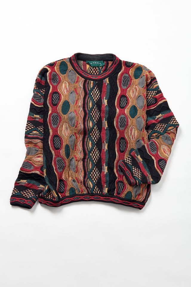 Vintage ‘90s Red + Tan Stripe Sweater #1