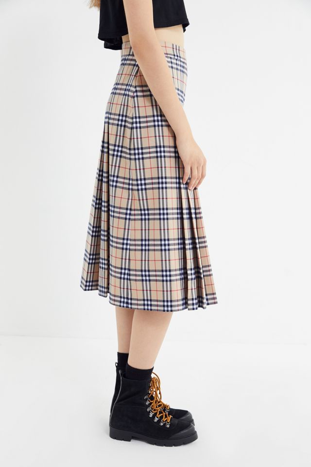 UO Aggie Plaid Pleated Midi Skirt #1