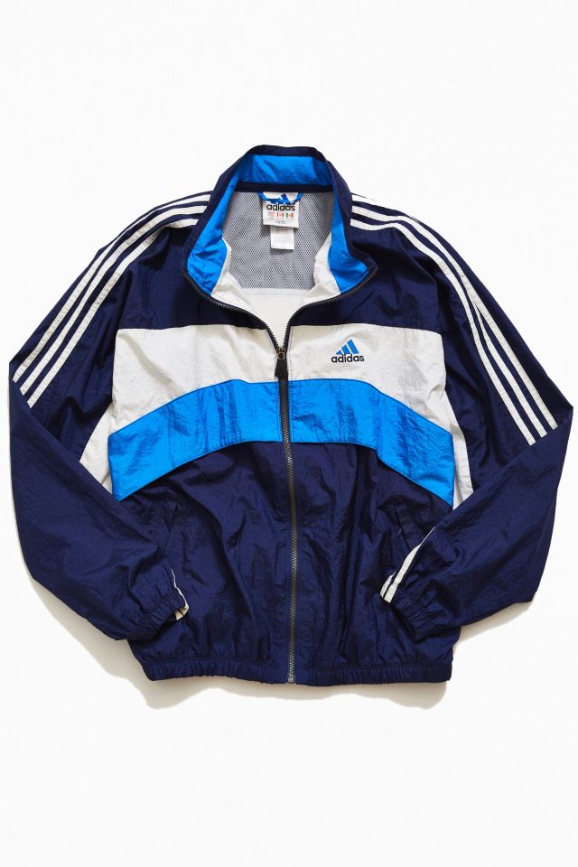 Vintage adidas 90s Blue Block Stripe Windbreaker Jacket