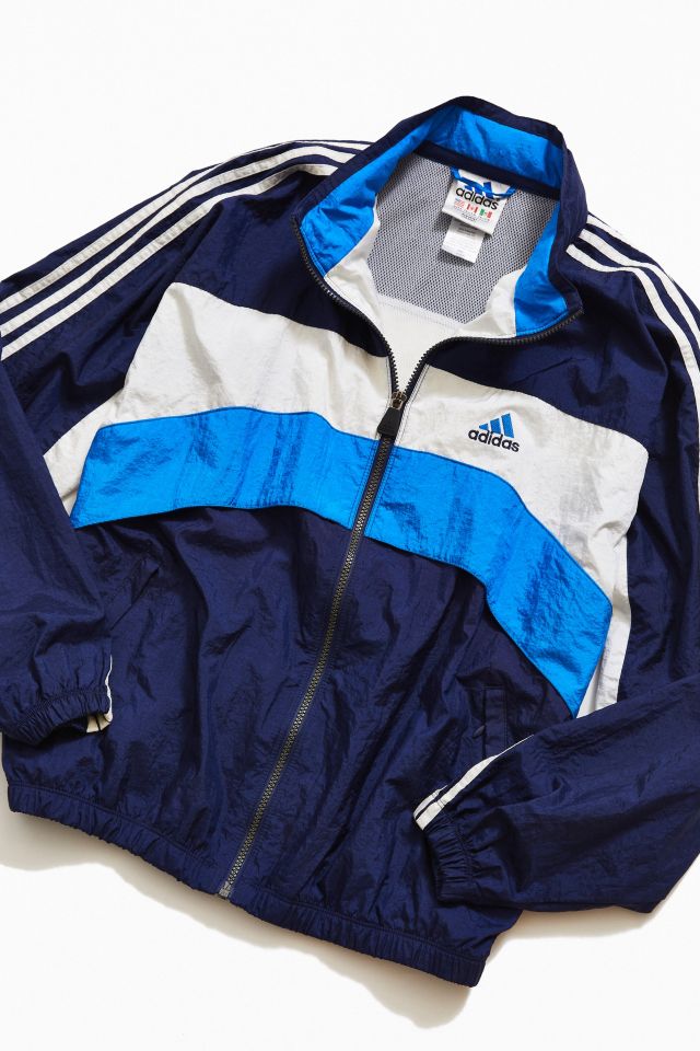 Vintage adidas ‘90s Blue Block Stripe Windbreaker Jacket #2