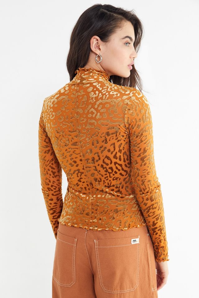 Out From Under Leopard Print Velvet Mock-Neck Top #2