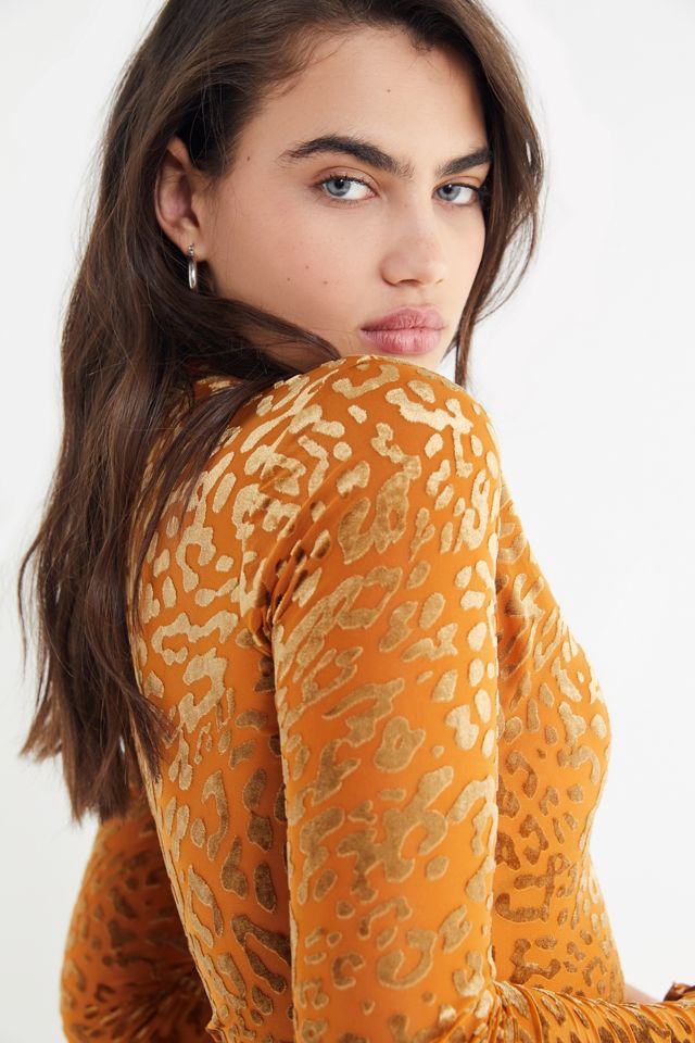 Out From Under Leopard Print Velvet Mock-Neck Top #3