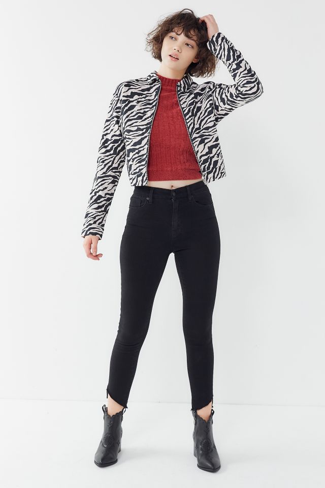 Motel Agatha Zebra Print Cropped Jacket #1