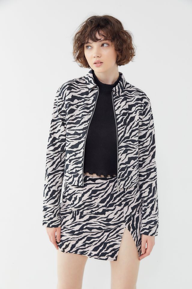 Motel Agatha Zebra Print Cropped Jacket #3