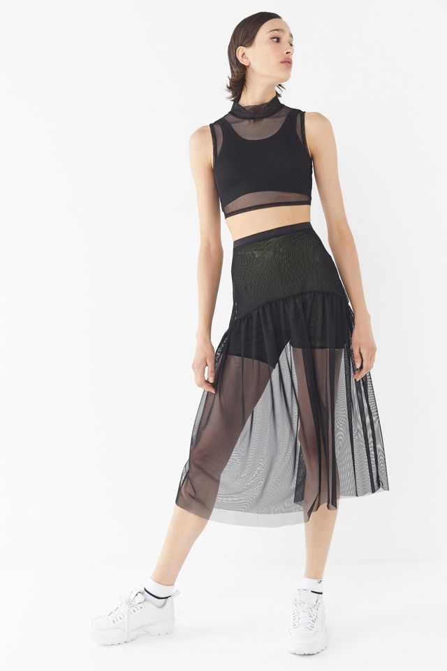 Urban Renewal Remnants Mesh Mock-Neck Cropped Top #1