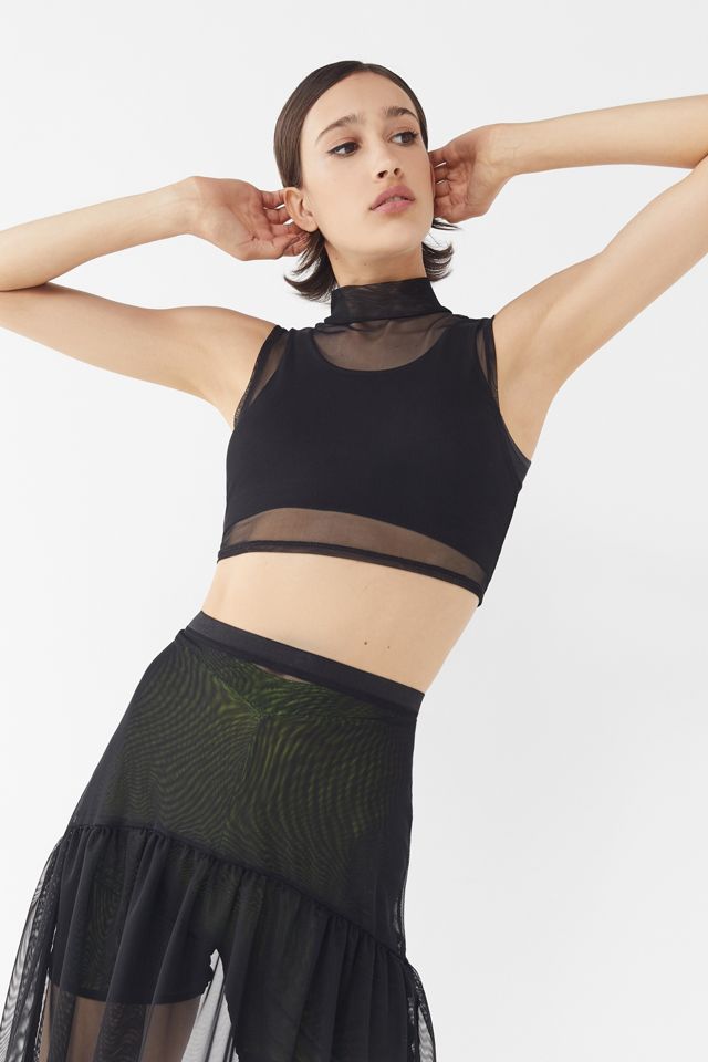 Urban Renewal Remnants Mesh Mock-Neck Cropped Top #3