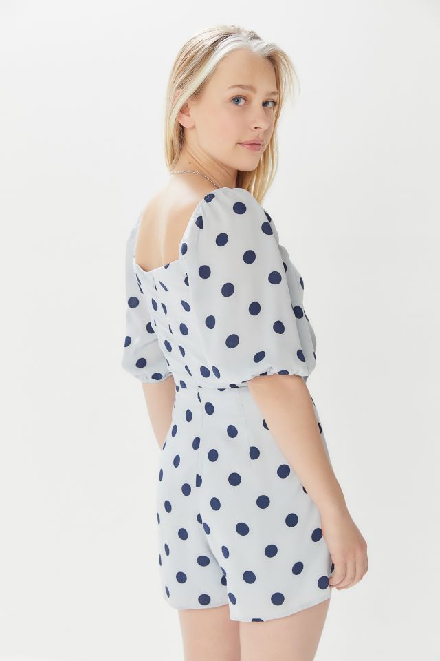 UO Polka Dot Tie-Front Romper #1