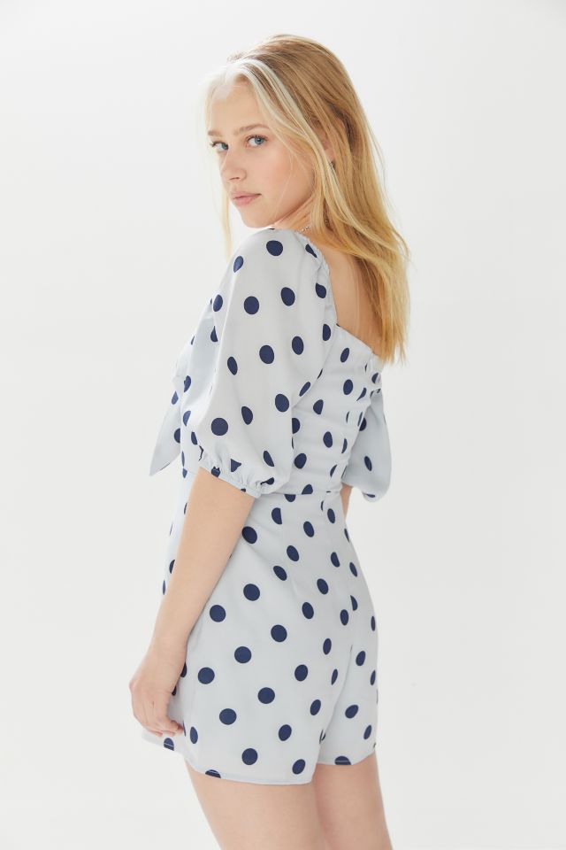 UO Polka Dot Tie-Front Romper #3