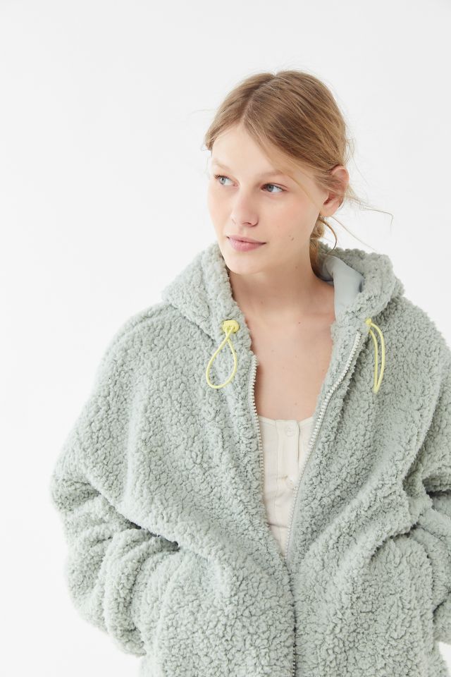 UO Wilma Hooded Zip-Front Teddy Jacket | Urban Outfitters