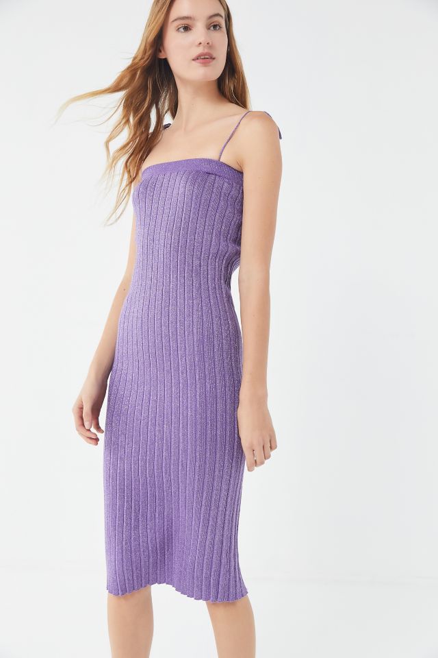 Robe Midi UO en Tricot Côtelé à Encolure Droite #3