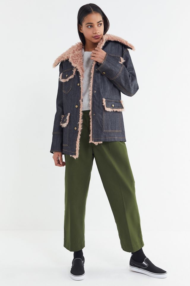 Avec Les Filles Denim Faux Fur Trim Trucker Jacket #2