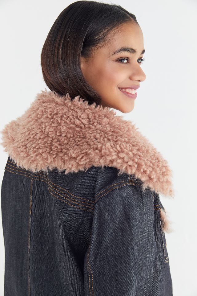 Avec les filles faux fur trim denim parka best sale