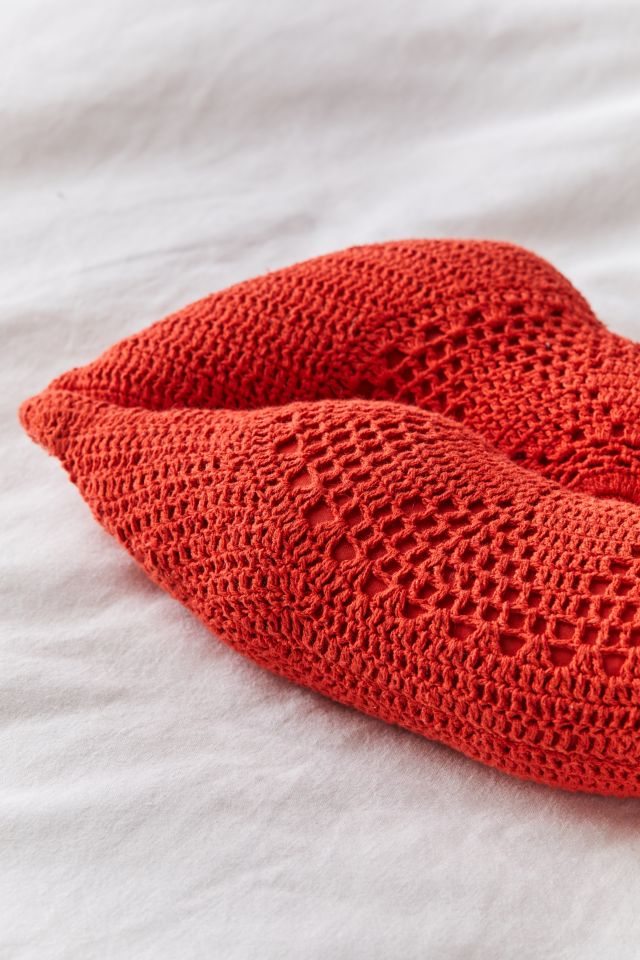 Crochet Lips Throw Pillow #1