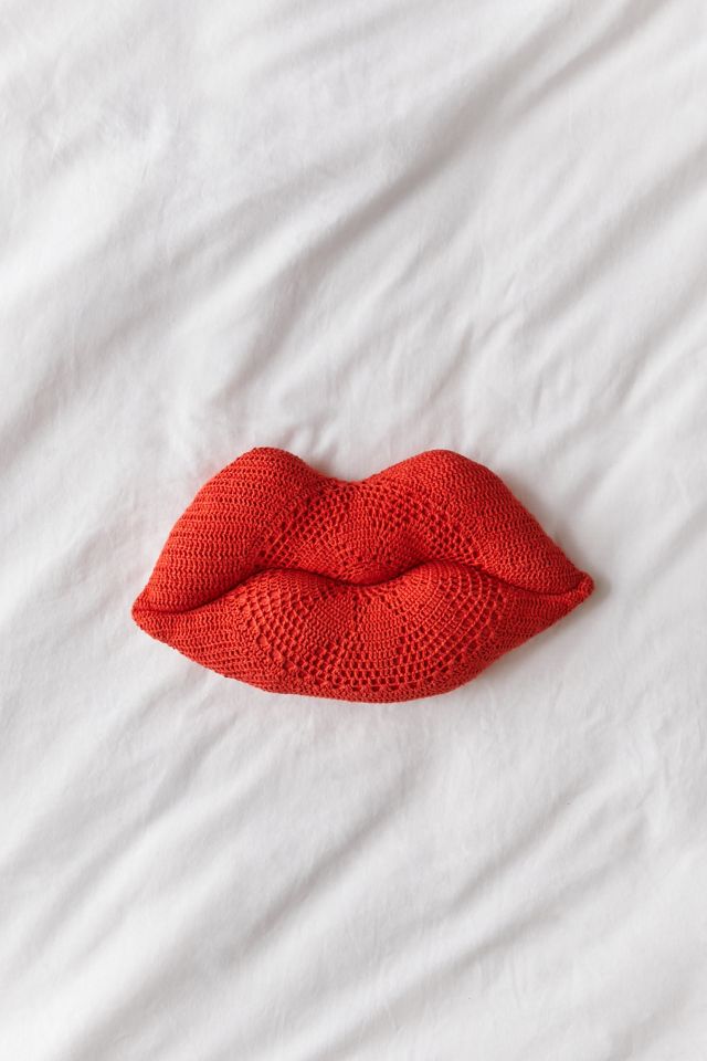 Crochet Lips Throw Pillow #2