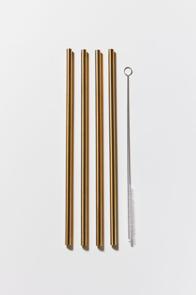 Gold Stainless Steel Straw - Set Of 4