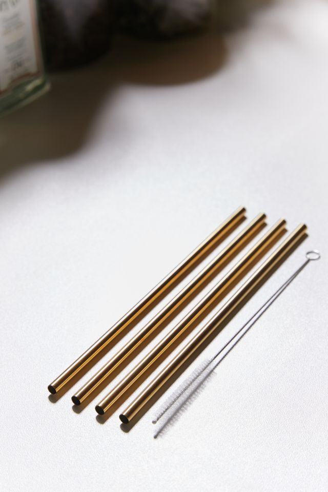 Gold Stainless Steel Straw - Set Of 4 #1