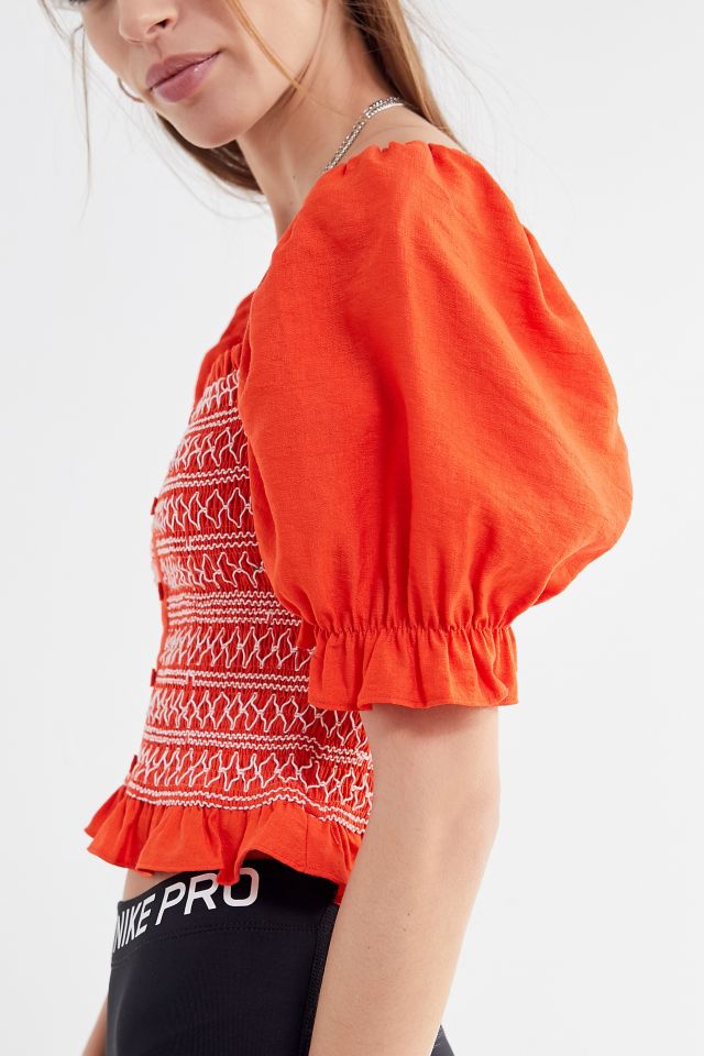 Lost + Wander Bloody Mary Smocked Cropped Top #1